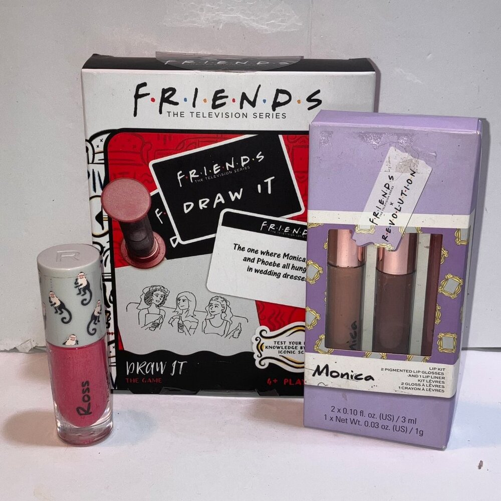 Friends TV Ross Lip Gloss Monica Lip Kit & Draw It Card Game Set